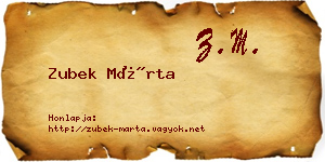 Zubek Márta névjegykártya