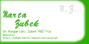 marta zubek business card